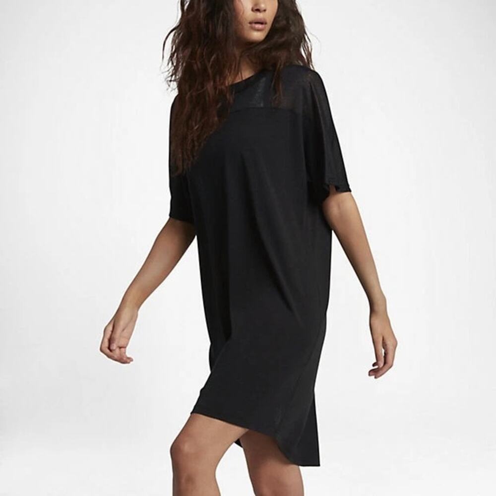 NikeLab NWT Essential Black Burnout Casual Relaxed T-shirt Mini Dress 865777 - Picture 2 of 15